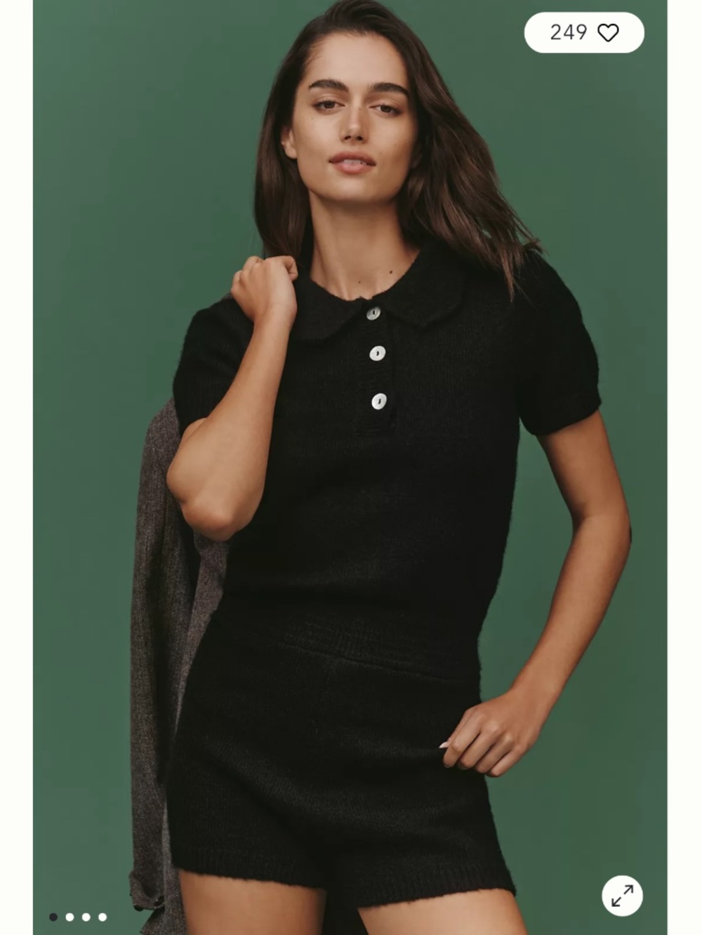 English Factory Black Short-Sleeve Knit Romper Polo Collar Size S NWT